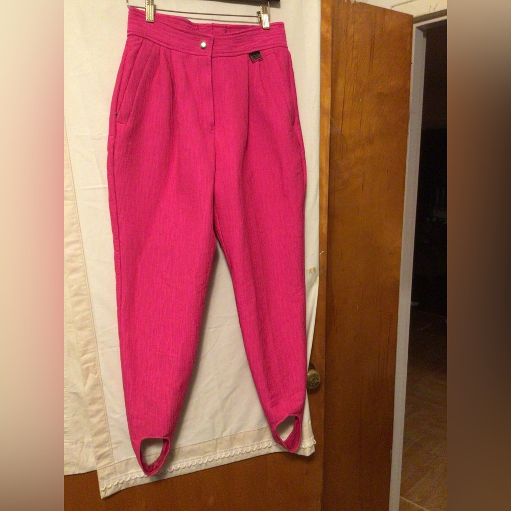 SLALOM Jacquered Stretch Pants winter sports,stirrup neon pink SZ 26